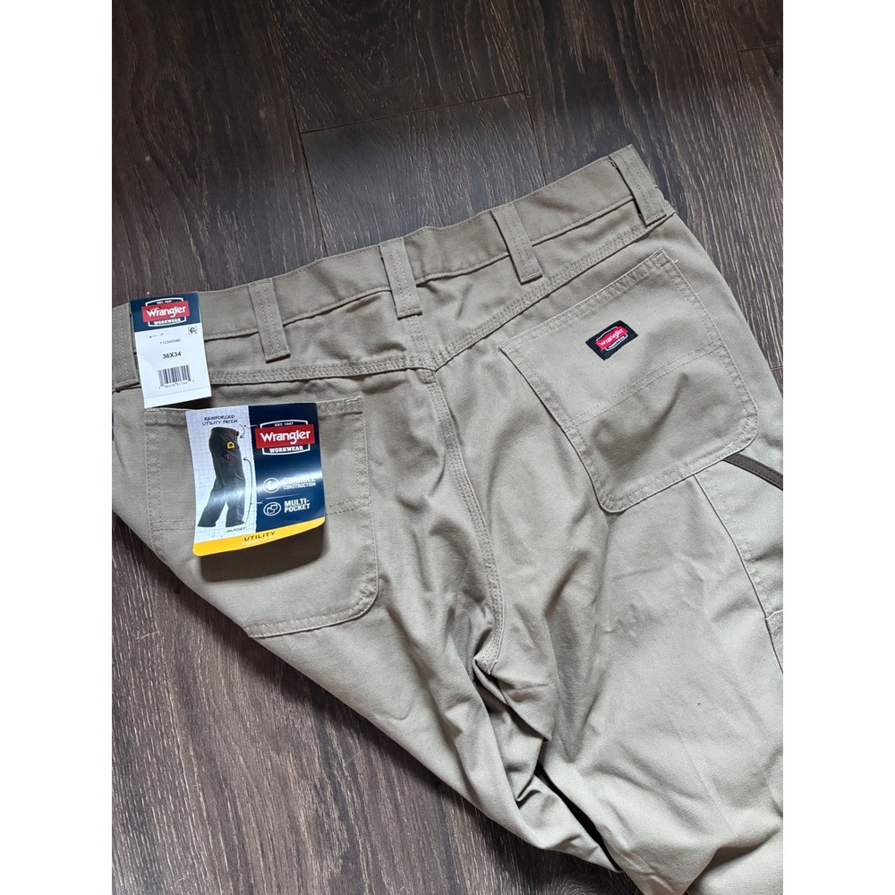 Wrangler Workwear Mens Tan Utility Regular Fit Canvas Pants 36x34 112345580 - Picture 5 of 5
